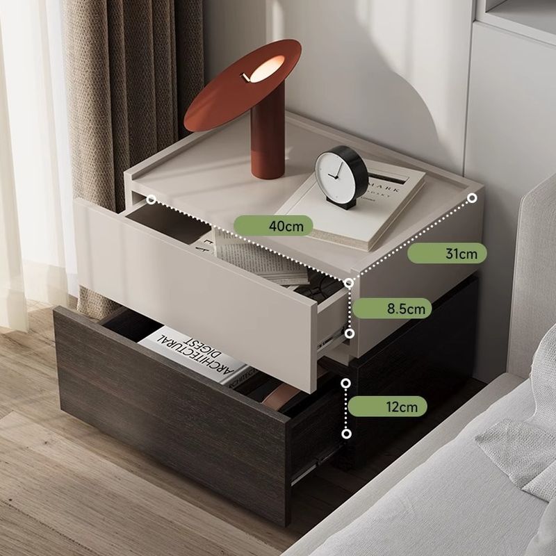 Modish Nightstand With Drawer Organization, 2 Drawers, and Lumber Countertop