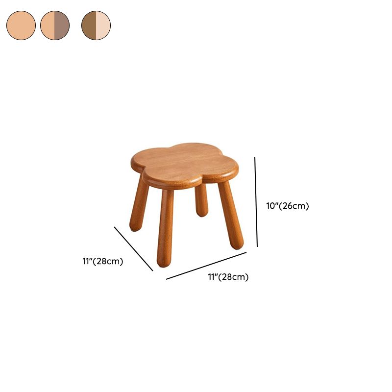 Modish Solid Color Accent Stool in Tan/Wood Grain with Legs and Natural Wood/Upholstered Seat