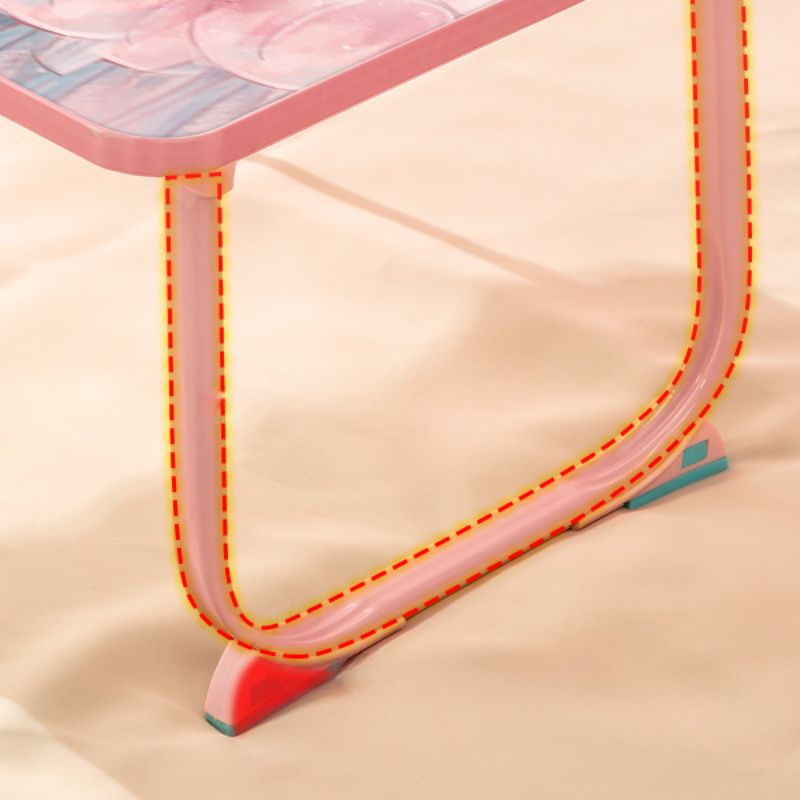 Adjustable Height Standing Desk with Water-resistant Toboggan Base, Manual Height Adjustment, Chalk/Carnation Top, Self-supporting with Cable Management