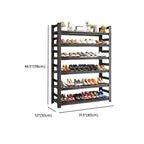 Art Deco Steel Rectangle Ink Finish Shoe Rack with Adjustable Shelves for 40+ Pairs in Drawing Room