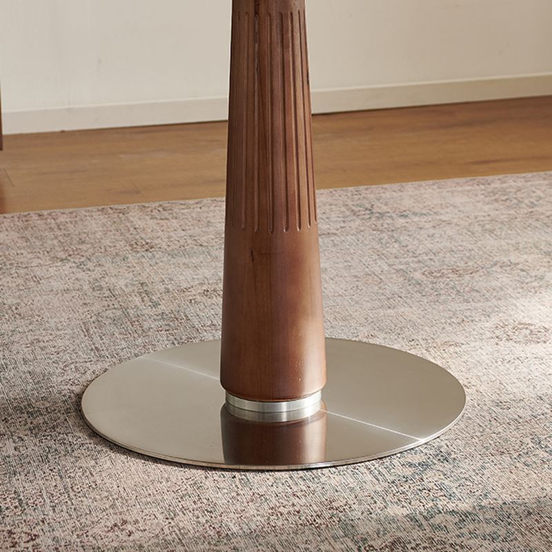 Simplistic Circular-shaped Dining Table with Slate Top and Fixed Table Mechanism