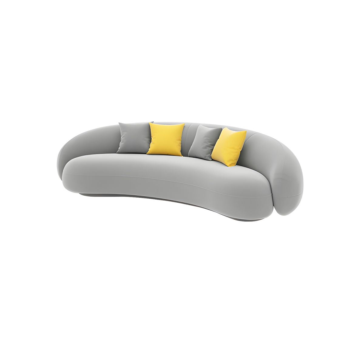 Contemporary Tight Back Settee Bench Curved Settee Couch in Grey/white