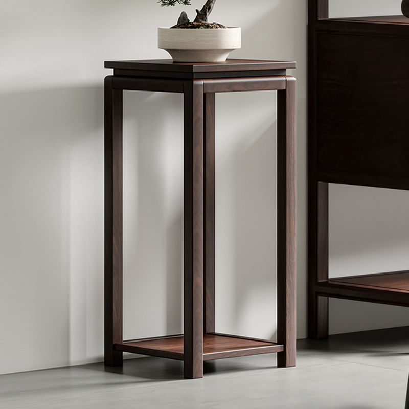 Auburn 2-Tier Square Plant Stand Side Table with Natural Wood Top, 1 Piece Set, 2 Shelves, and Legs