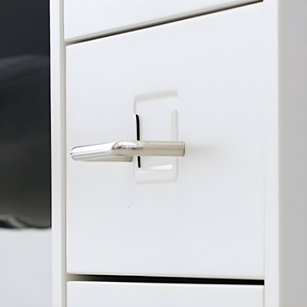 Modern Mobile Key Locking Filing Cabinet with Drawers in Metal Frame