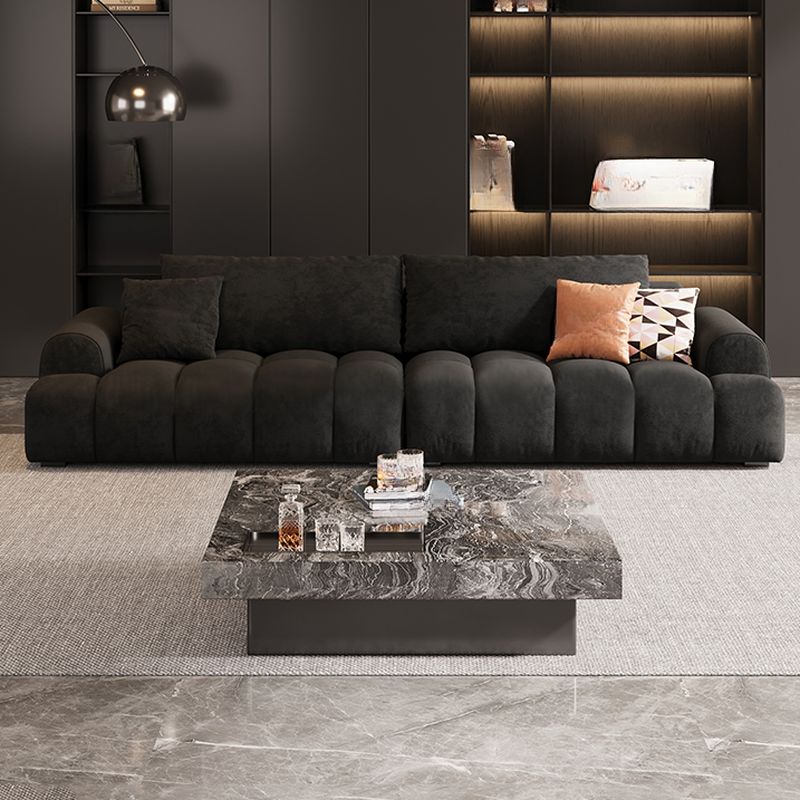 Modish Solid Color Scratch-durable Water Resistant Standard Sofa/Loveseat in Black, Seats 3/4-seater/5 Person with 3 Pillows