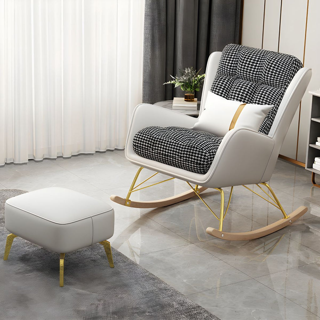Modern Style Rocker Chair Metal Frame Spindle Rocker Chair with Cushion