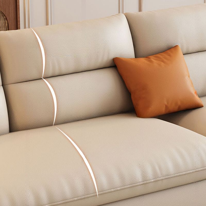 Beige Standard Sofa with Arm and 4 Pillows