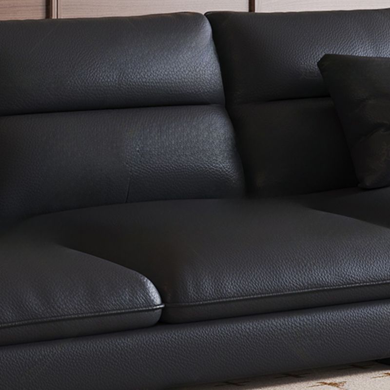 Contemporary Modern Solid Color Scratch-durable/Water Resistant Standard/Single Sofa in Midnight Black, Seats 3/5/4 with 2/1 Pillows
