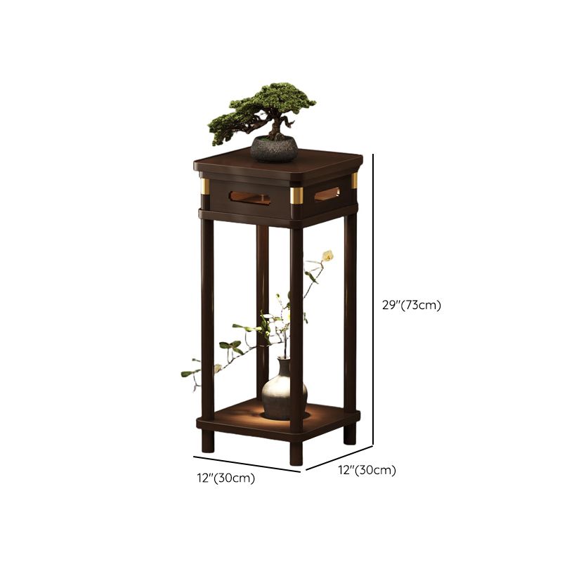 Auburn 2 Tiers Rectangle/Square Plant Stand Side Table with Natural Wood Top, 1 Piece Set, 2 Shelves, and Legs