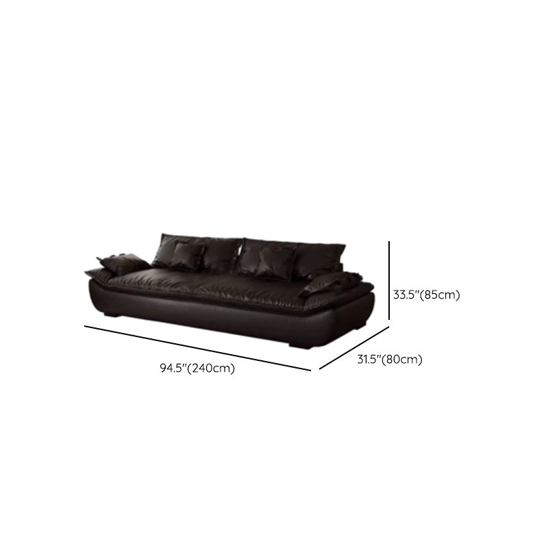 Contemporary Modern Solid Color Stain Resistant Standard Sofa/Single Sofa in Midnight Black with Seats 4/Seats 3/2-seater and 2 Pillows