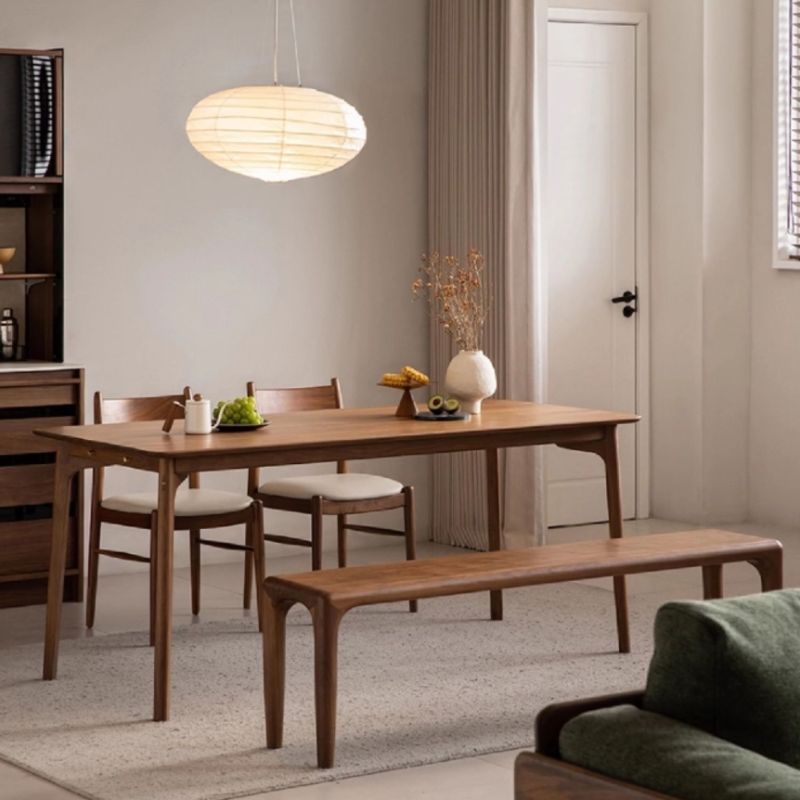 Modish Brown Solid Wood Dining Table with Legs, Fixed Mechanism, Waterproof for 6-person Seat/Seats 4