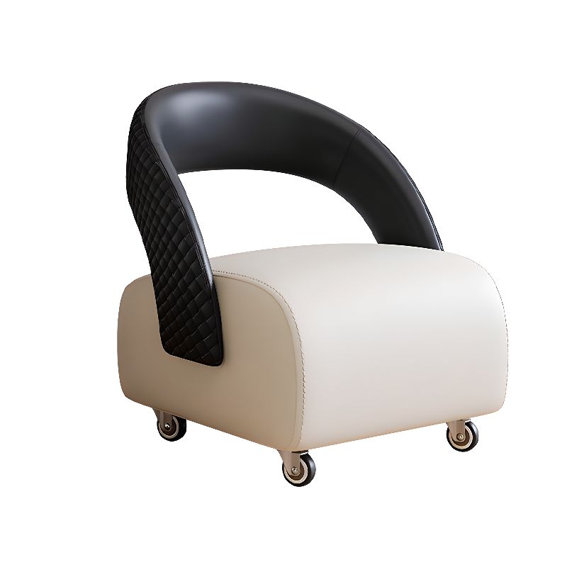 Modish Square Solid Color Standard Ottoman in Pu Leather with Black/Cocoa/Beige Upholstery and Caster Wheels