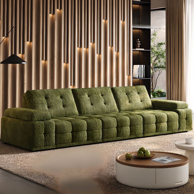 Contemporary Modern Solid Color Water Resistant Standard Sofa with Soft-pile Fabric in Sage for 3/2 People/4-seater