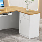 L-Shape with 1 Drawer/2 Drawers Cabinet Hutch Cable Management Desk Return and Filing Cabinet in Crimson/Wood Grain/Auburn