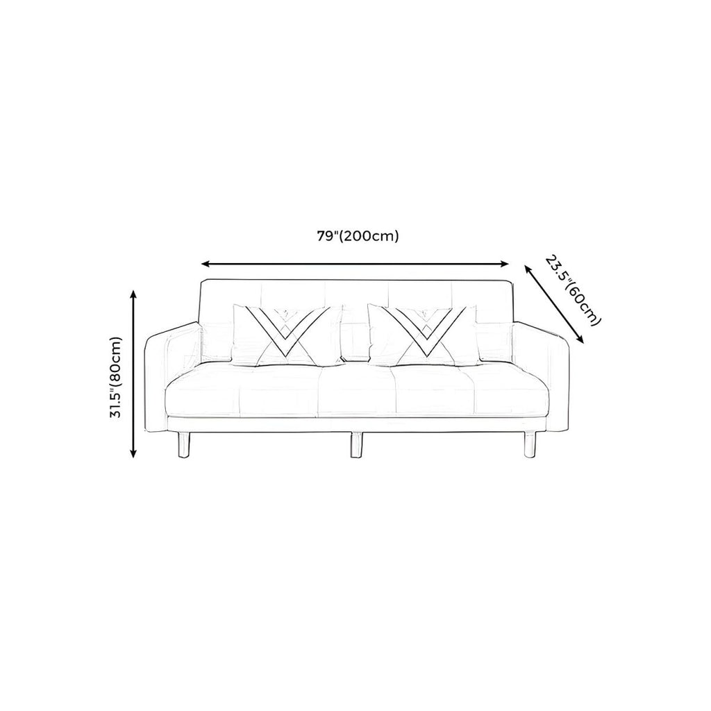 Modern Linen Tufted Sofa Bed 31"H Convertible Sofa with Square Arm