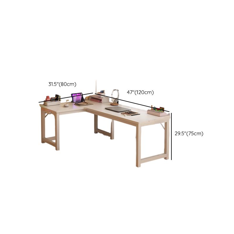 Steel H-Shape Frame L-Shape Warp Resistant White Office Computer Desk with Cable Management and Rounded Corners, Cable Management Included