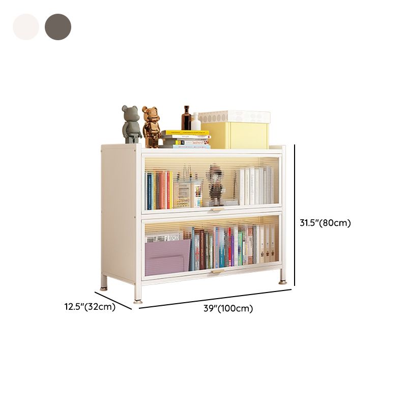 Metal Organizer Shelf with 4/5/3 Shelves, Vertical/Lateral Filing Orientation, Lucite Door, Closed Back