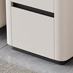 Block Base Gloss Finish Chairside Table with 3 Drawers