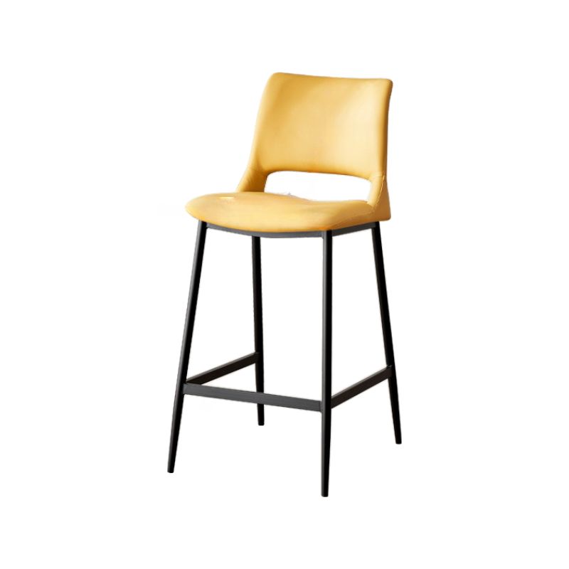 Casual Rawhide Bar Stools in Midnight Black/Lemon Color/Caramel with Back and Saddle Seat, Featuring Leg Rest