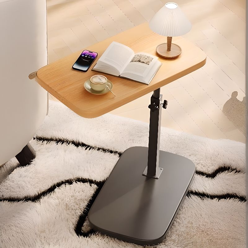Simplistic Multi-levelled Chairside Table Only with Reclaimed Wood Top and Pedestal Base in Rectangle Shape