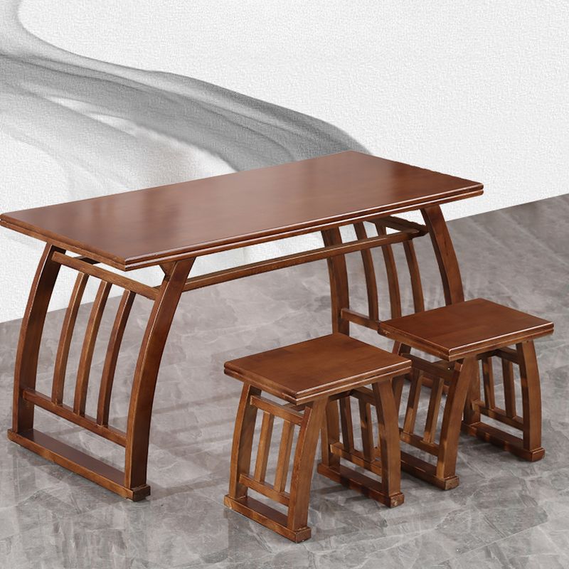 Casual Easy Assembly Writing Desk with Stain Resistant Double Pedestal Base in Sepia Natural Wood