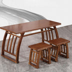Casual Easy Assembly Writing Desk with Stain Resistant Double Pedestal Base in Sepia Natural Wood