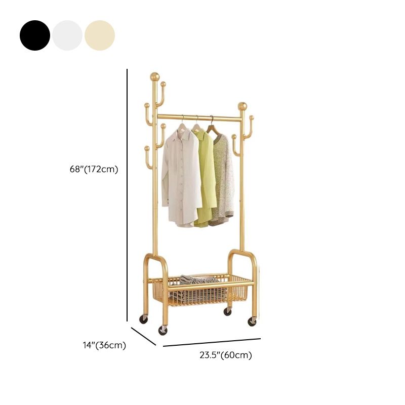 Modern Simple Style/Glam Hall Rack with Receptacle, Steel Frame, 1 Basket, and Shoe Storage