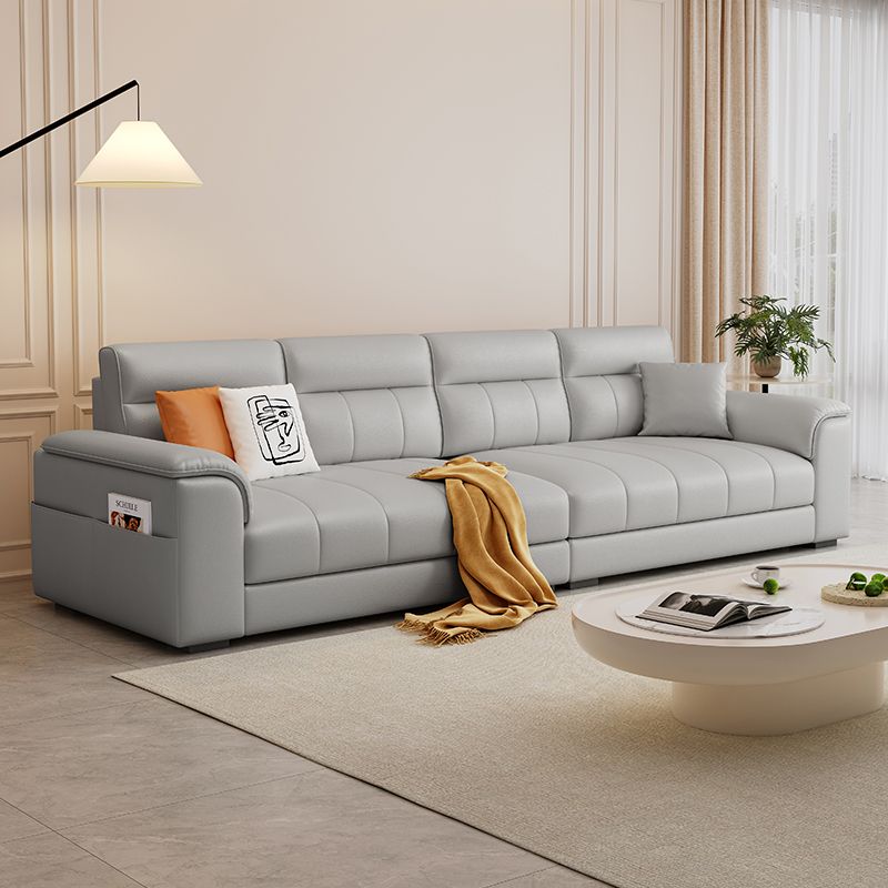 Modish Solid Color Stain Resistant Standard Sofa/Loveseat in Light Gray/White/Light Yellow for 6-Seater/5 Person/4-seater with 2 Pillows
