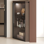 Nook Detached Accent Cabinet with Damp-proof and Scratch-immune Features, Glazed Door, Grip Bars, and Midnight Black/Chalk/Sepia Top