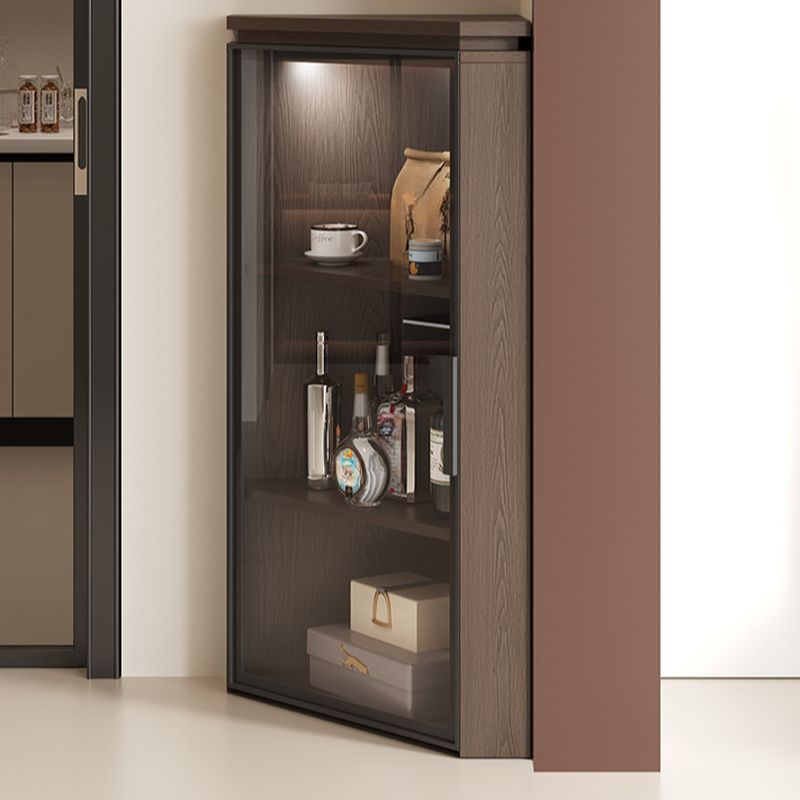 Nook Detached Accent Cabinet with Damp-proof and Scratch-immune Features, Glazed Door, Grip Bars, and Midnight Black/Chalk/Sepia Top