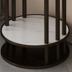 1 Piece 3 Tiers Wooden Circular-shaped Plant Stand Table with 3 Shelves and Solid Base