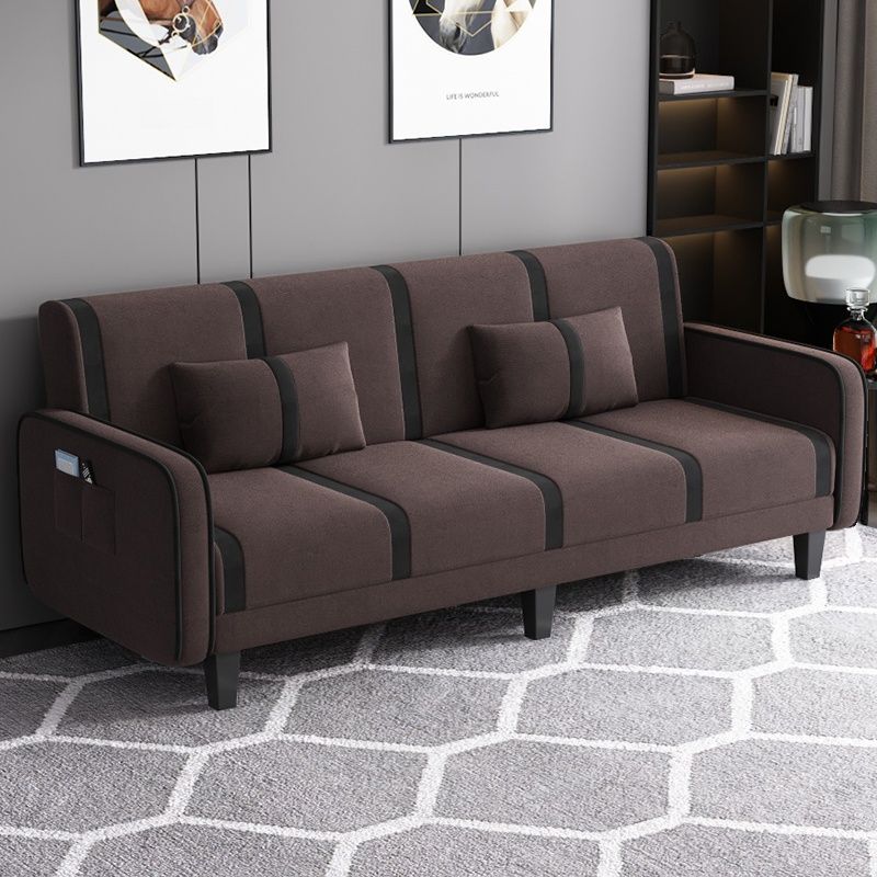 Striped Standard Sofa in Dark Gray/Cerulean/Off-White with Armrest