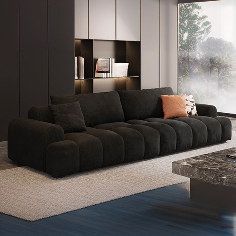 Modish Solid Color Scratch-durable Water Resistant Standard Sofa/Loveseat in Black, Seats 3/4-seater/5 Person with 3 Pillows