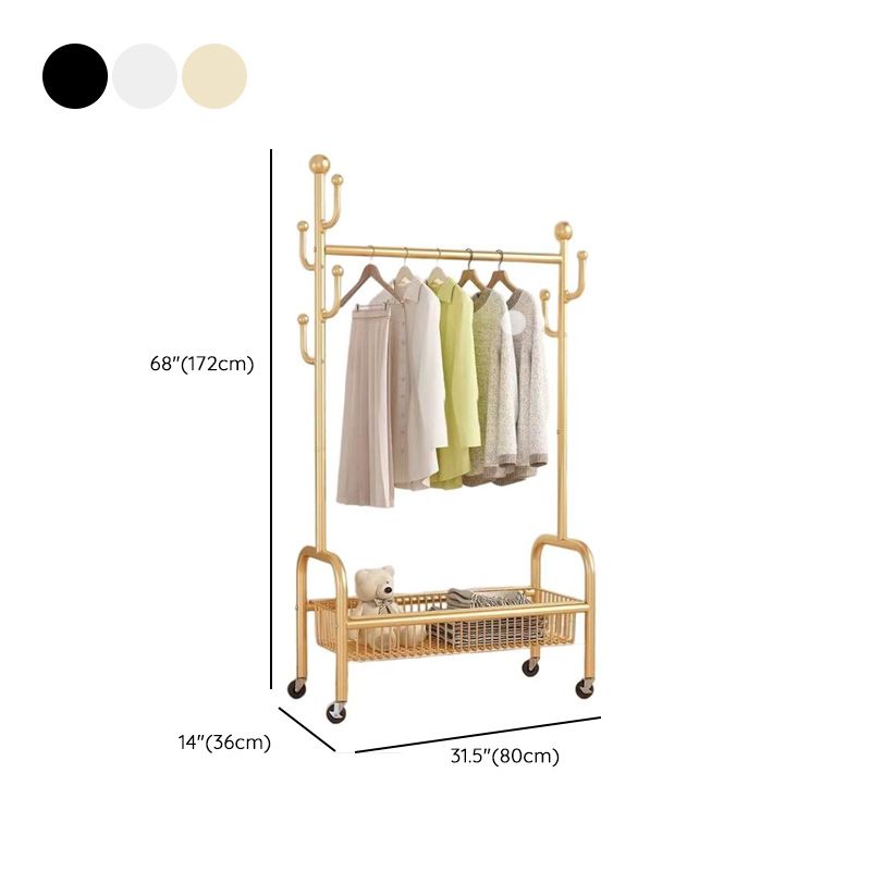 Modern Simple Style/Glam Hall Rack with Receptacle, Steel Frame, 1 Basket, and Shoe Storage