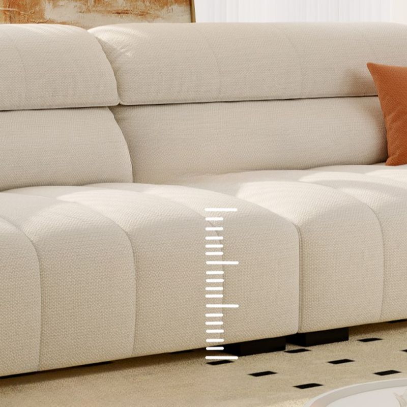 Modish Solid Color Scratch-immune Standard Sofa in Beige with Pillow Top Arm and 2 Pillows, Available in 5 Person/4-seater/3-seater