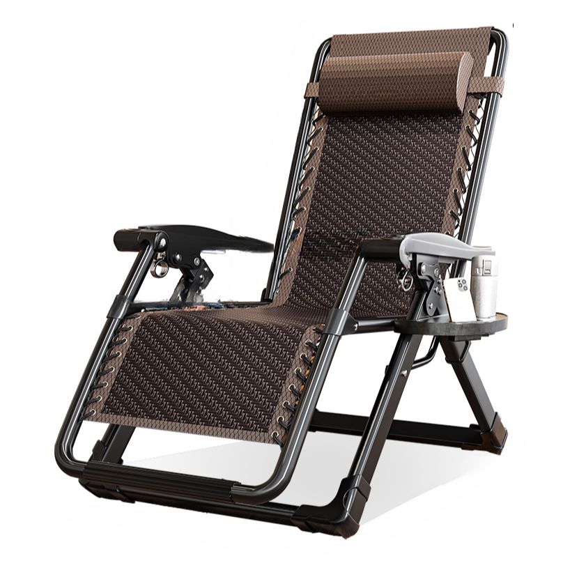 Solid Color Arm Recliner in Midnight Black/Tan with Space-saving Alloy Frame, Standard Base, Cupholder, and Removable Back