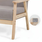 Modern Wood Frame Cotton and Linen Sofa with Foam Seat in Natural Wood Legs and Tight Back Design