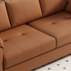Modern Solid Color Scratch-defiant Standard Sofa in Pu with Dark Grey/Ivory/Coffee Upholstery, 4-seater/3-seater, and 2 Pillows
