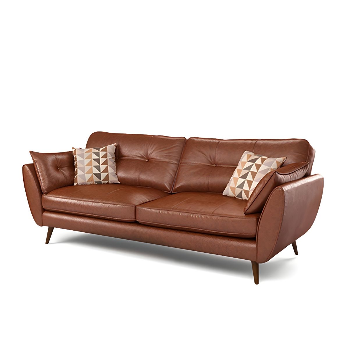 Wood Legs Modern Flared Arm Sofa Leather Standard Tufted Sofa