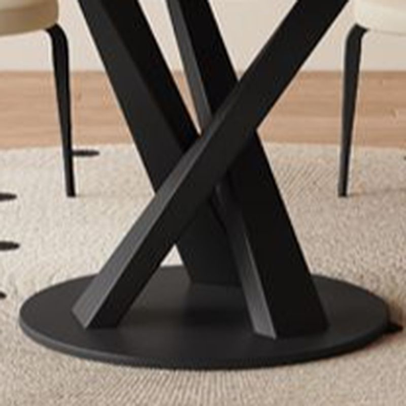 Stone Dining Table with Ink Cross Base, Seating for 8/6/4, Anti-Fouling Sintered Stone Top