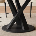 Stone Dining Table with Ink Cross Base, Seating for 8/6/4, Anti-Fouling Sintered Stone Top