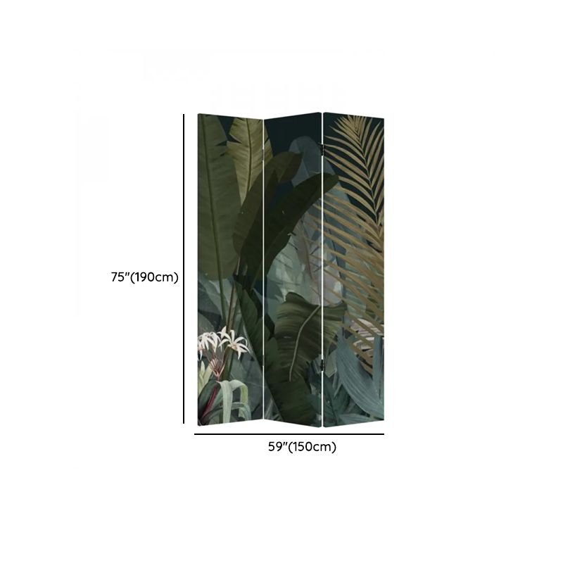 Screen Divider in Sage with Opaque Light Filtration, Fold-up Natural Wood Frame, 4 Panels/3 Panels, Double Sided Print, Independent