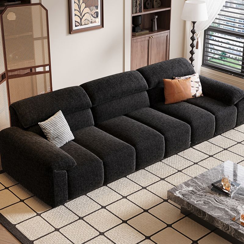 Modish Solid Color Water Resistant/Stain Resistant Standard Sofa/Single Sofa in Midnight Black, Seats 5/4/3 with 3/2/1 Pillows