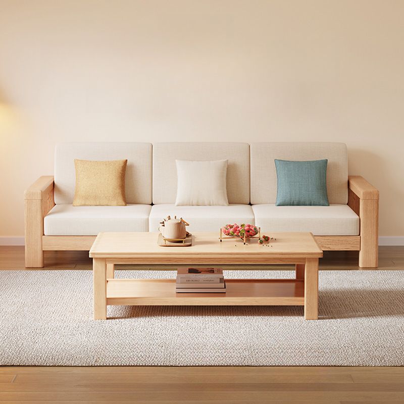 Modish Solid Color Stain Resistant Standard Sofa in Light Gray/Off-White with Seating for 5/4/3 and 3/4 Pillows
