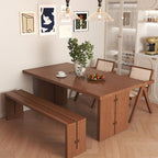 Trendy Caramel Solid Wood Table with Sledge Base and Fixed Table Mechanism for 6-person Seat/8-seater/Seats 4