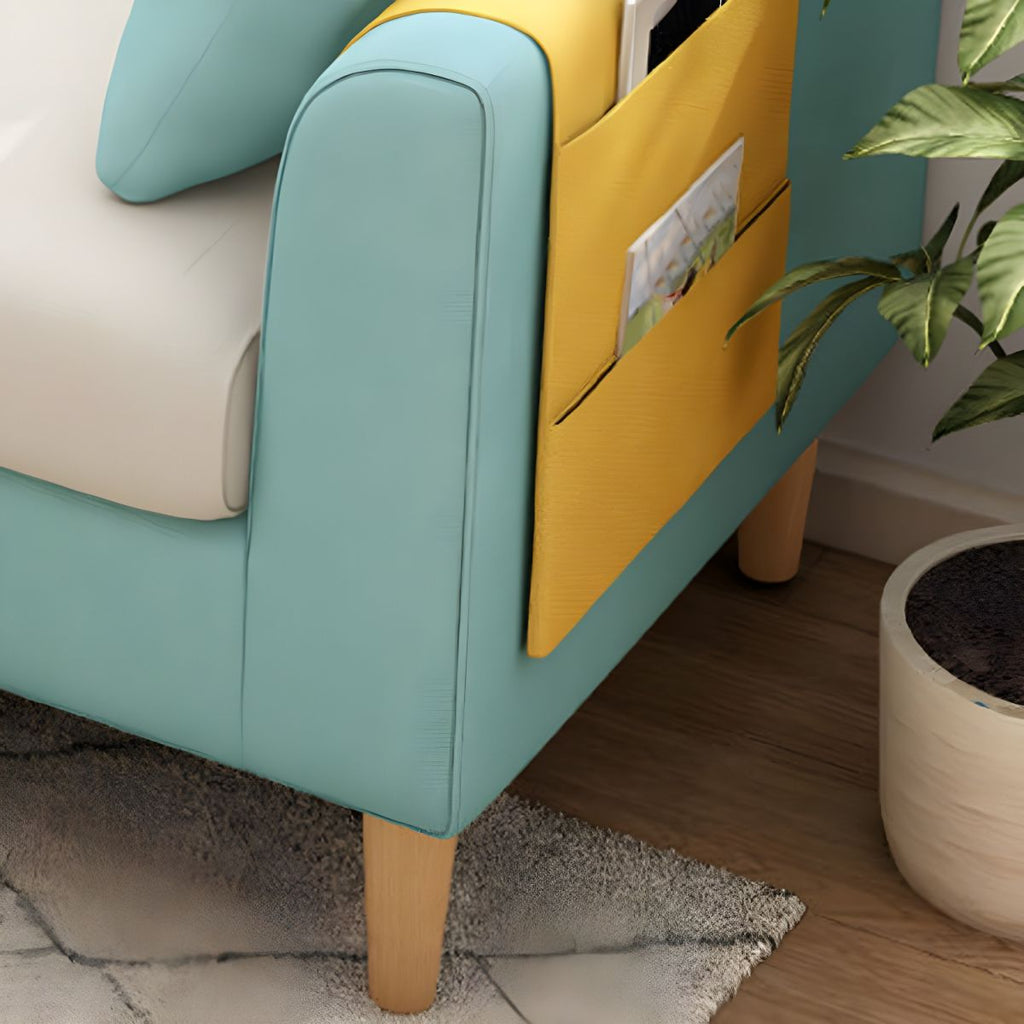 Contemporary Velvet Square Arm Sofa with Storage for Three People