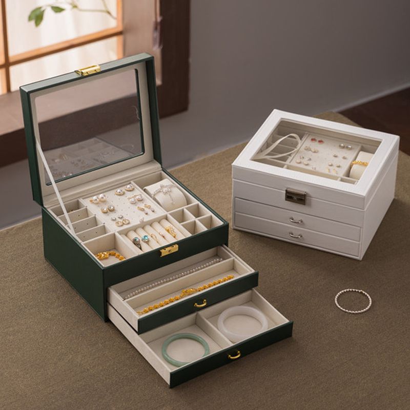 Modern & Contemporary Natural Wood Jewelry Armoire with Solid Color Pattern