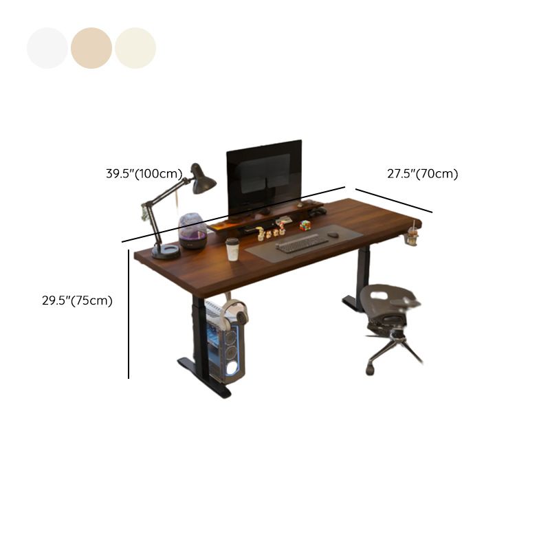Adjustable Height Standing Desk, Mildew Resistant with T-Shape Base, Ink/Brown Top, Self-supporting with Tumbler Holder and Programmable Memory Controller