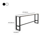 Rectangular Modern Stone Top Bar Table Set with Trestle Base and Backrest Barstools