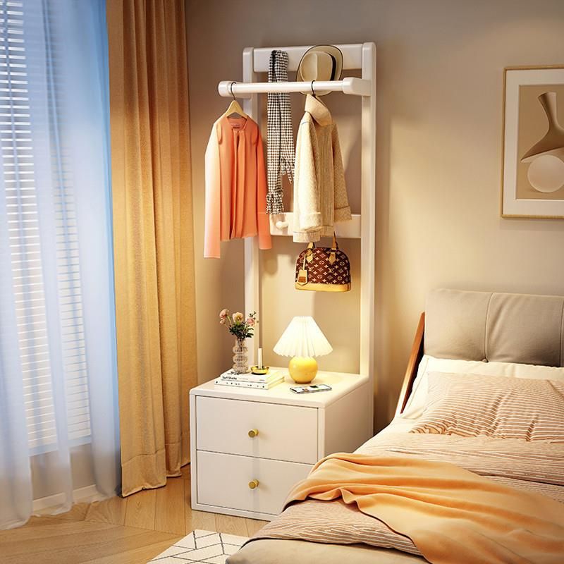 Contemporary Natural Wood Coat Rack with Receptacle, 2 Drawers, Wood Bench, and Wood Hook